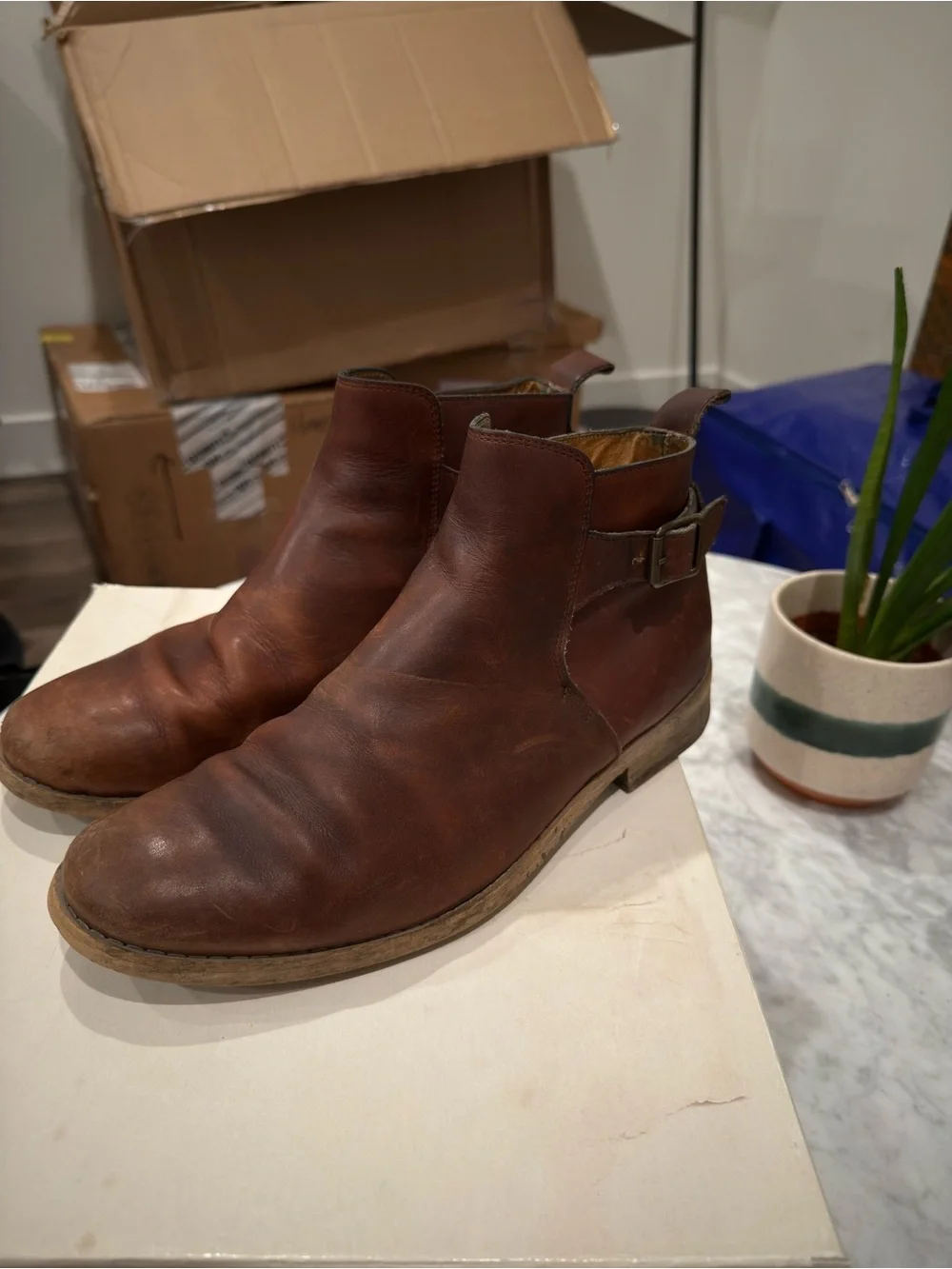 All Saints Men's Brown Leather Chukka Boot in Vegetal leather